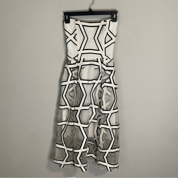 NICHOLAS Black and White Halter Sheath Midi Dress Size 0 - Picture 1 of 9